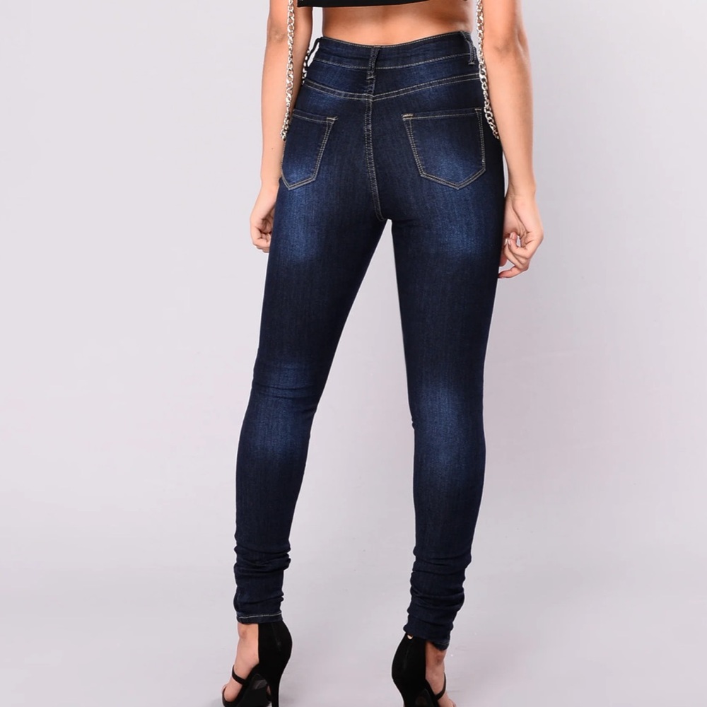 Pre-loved High Rise Skinny Jeans-Dark Blue - Picture 6 of 9